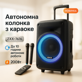 Акустична колонка з акумулятором ZXX-7676 200Вт портативна переносна колонка Bluetooth на колесах BO-67