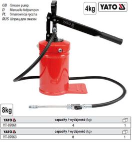 Насос смазочный YATO Польша помпа нагнетатель 8 кг шланг l=15 м P=138 MPa YT-07063