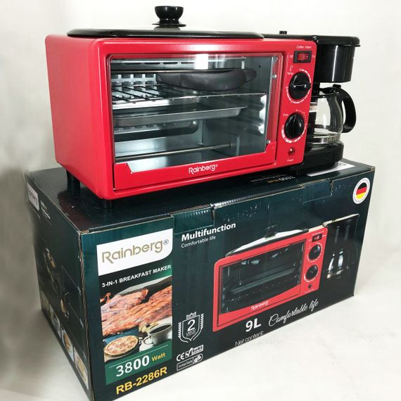 Электропечь с функциями гриля и кофе Rainberg RB-2286R 3800 Вт, Духовка многофункциональная QA-40 | Зображення 4