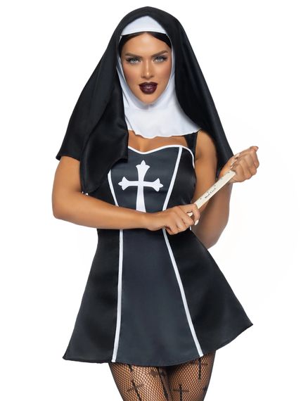 Костюм черниці Leg Avenue, XS, Naughty Nun 2 предмети, чорний | Зображення 1