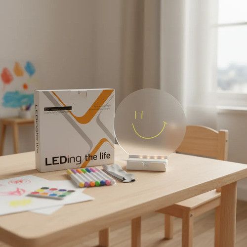 Світлодіодний планер-нічник / Планшет для малювання круглий / LED дошка для нотаток + маркери | Зображення 1