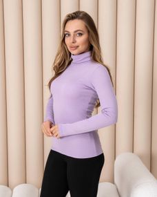 Женская теплая водолазка-гольф полушерсть на термо флисе цвет сиреневый размер 42/44 DM09.09