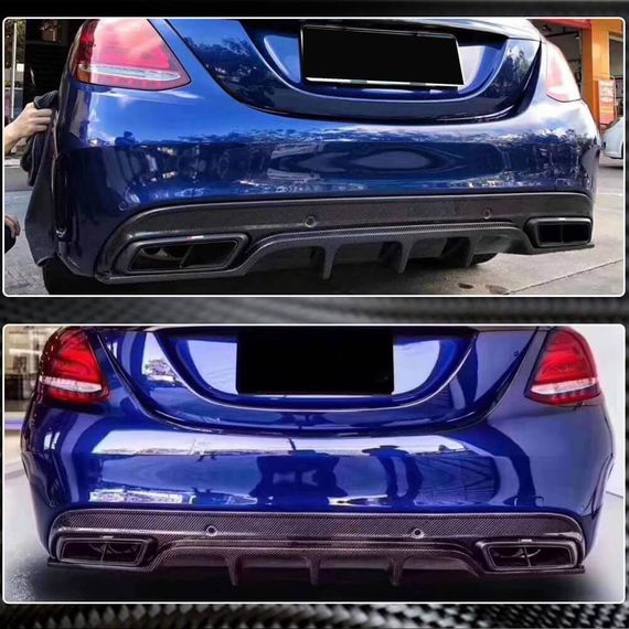 Дифузор заднього бампера (для SD C43/C63 AMG 2015-2019, Карбон) для Mercedes C-сlass W205 рр | Зображення 2