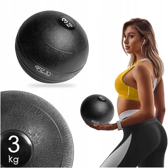 Слембол (медичний м'яч) для кросфіту 4FIZJO Slam Ball 3 кг Black (P-5907739315410) | Зображення 1