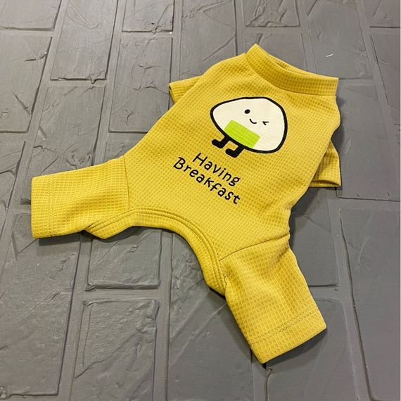 Вафельный костюм для собак Cheepet коллекция "Любимый Завтрак" Яичко на спинке, без резинок вокруг лап, желтый