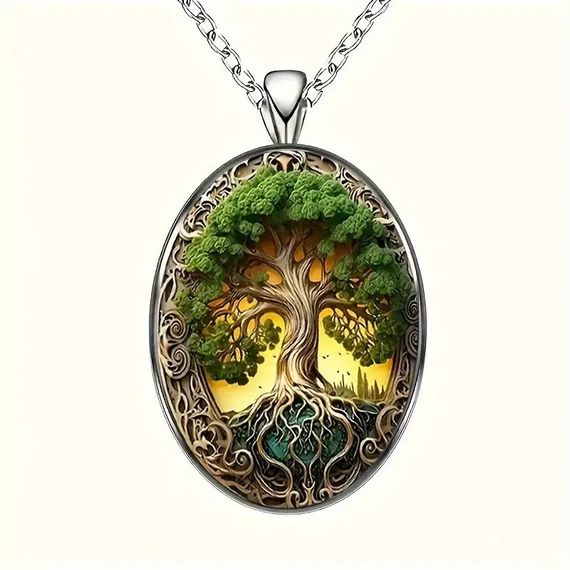 Серебристый кулон Дерево жизни оберег 4 см цепочка 45+5 см бессмертие