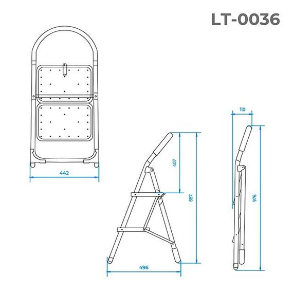 Стремянка Intertool - 890 мм x 2 ступени 350 x 220 мм (LT-0036) | Зображення 6