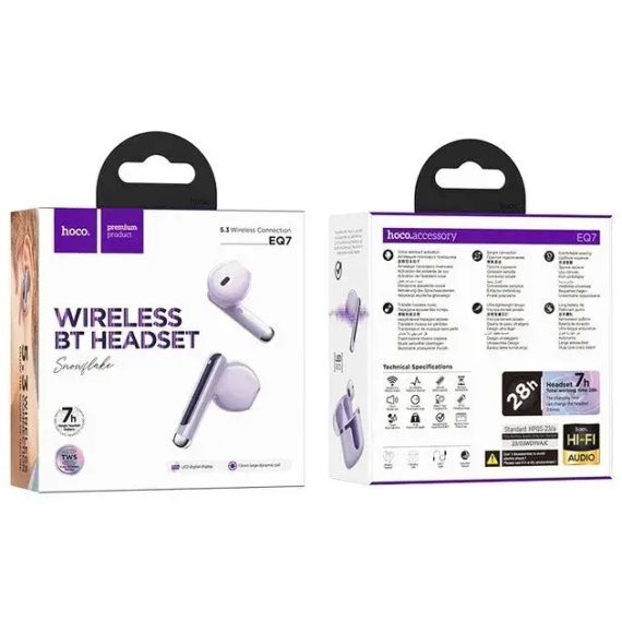 Навушники HOCO EQ7 Snowflake true wireless BT headset Purple | Зображення 2