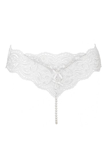 Сексуальные кружевные стринги с жемчугом Bracli Classic Pearl Paris, Белый, Свадебное бельё, S, S, Маленький размер