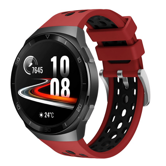 Силиконовый ремешок Primo Perfor Classiс для смарт часов Huawei Watch GT 2e - Red/Black | Зображення 3