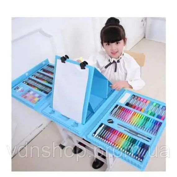 Блакитний Набір для малювання у валізі з мольбертом 208 предметів | Зображення 1