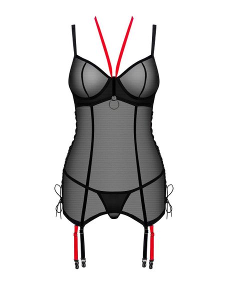 Корсет напівпрозорий XS/S Glandez Obsessive, зі стрінгами, чорний Sex Aura | Зображення 2