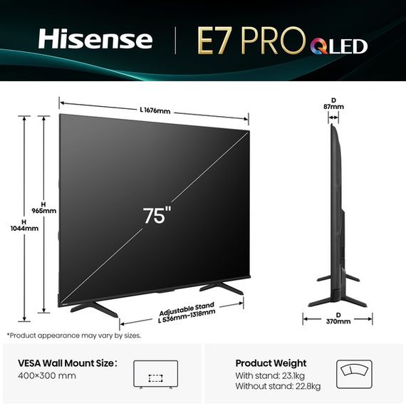 LED-телевізор Hisense 75E7Q PRO | Зображення 2