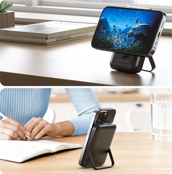 УМБ Choetech Magnetic Wireless 10000mAh 20W PD USB-C In/Out, with holder, Qi-15W Black | Зображення 1