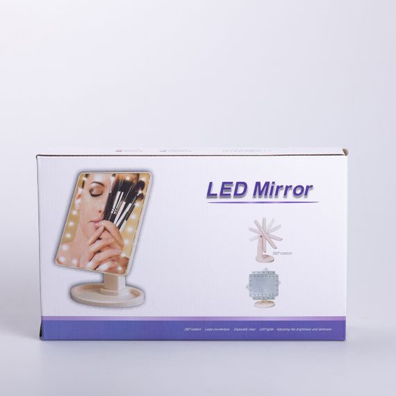 Настольное зеркало с подсветкой 22 LED для макияжа 21х16 см прямоугольное на ножке USB Черное HP-10-4AB | Зображення 5