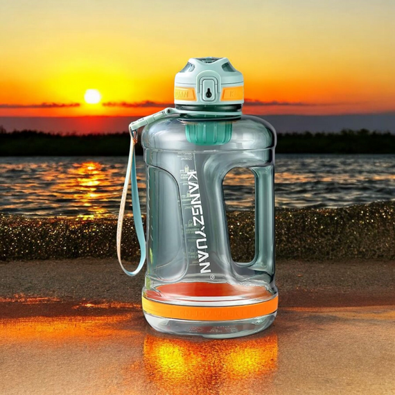Эко-бутылка KANGZYUAN 1500 мл (1.5 л) - Зеленая Tritan BPA-free, ударопрочная, спортивная с ручкой и ремешком | Зображення 9