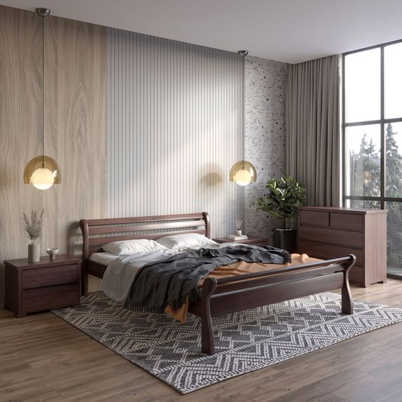 Двоспальне дерев&#039;яне ліжко Mebigrand Верона Горіх темний 140х190 см (MBG-4424)