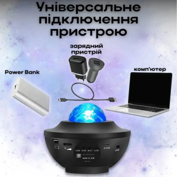 Проєктор зоряного неба Галактика з пультом і колонкою Bluetooth AND 991 Зірковий проєктор-нічник | Зображення 3