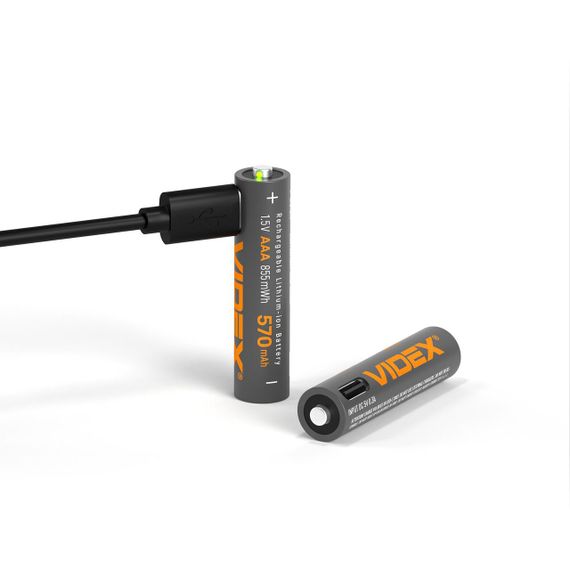 Акумулятор VІDEX Lі-іon LІR03C/AAA USB-C 1.5V (захист) 570mAh 2шт/Pack | Зображення 1