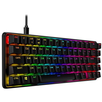 Клавіатура HyperX Alloy Origins 65 Red USB RGB ENG/RU, Black (4P5D6AX) | Зображення 1