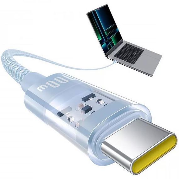 Дата кабель Baseus Gem Fast Charging Type-C to Type-C 100W (1m) (P10373000111) Galaxy Blue | Зображення 3