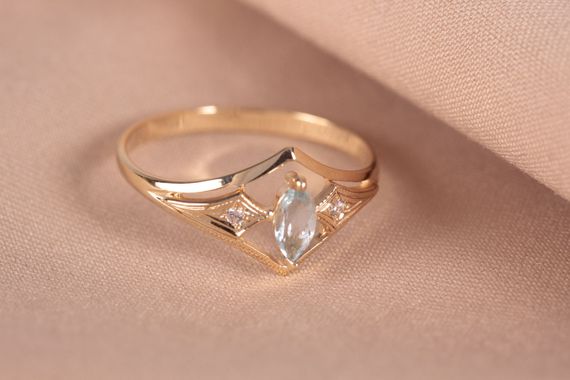 Кольцо из желтого золота с топазом 17.5 | Зображення 6