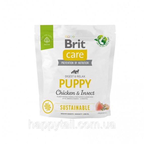 Сухой корм Brit Care Sustainable Puppy для щенков (курица и насекомые), 1 кг