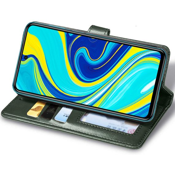 Кожаный чехол-книжка GETMAN Gallant (PU) для Xiaomi Redmi Note 9s / Note 9 Pro / Note 9 Pro Max Зеленый | Зображення 2