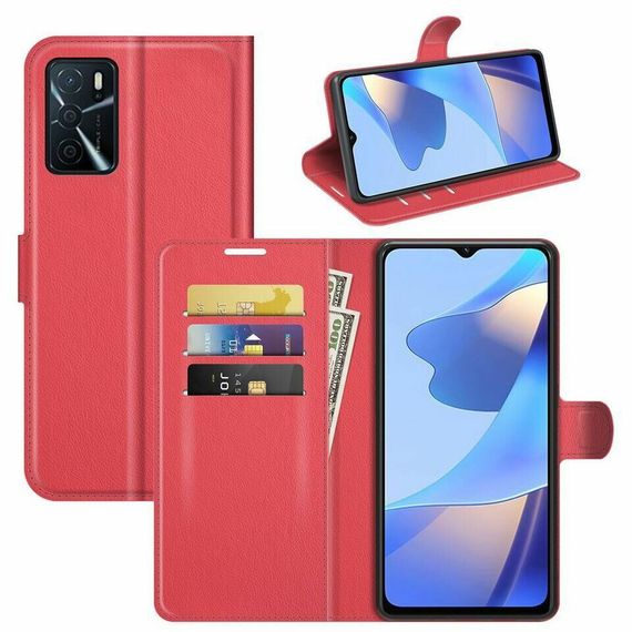 Чохол книжка з кишенями для карт на Oppo A16 / A54s колір Червоний
