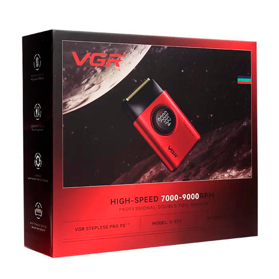 Электробритва VGR V-377 RED шейвер, двойное лезвие, регулировка мощности 7000-9000 RPM, LED дисплей | Зображення 4