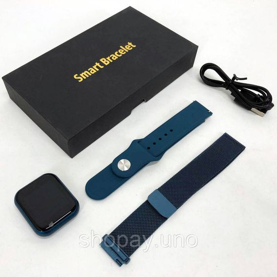 Smart Watch T80S, два браслети, температура тіла, тиск, оксиметр. Колір: синій | Зображення 2