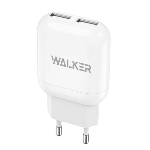 Зарядний пристрій мережевий 2USB 2,4A білий WALKER WH-33