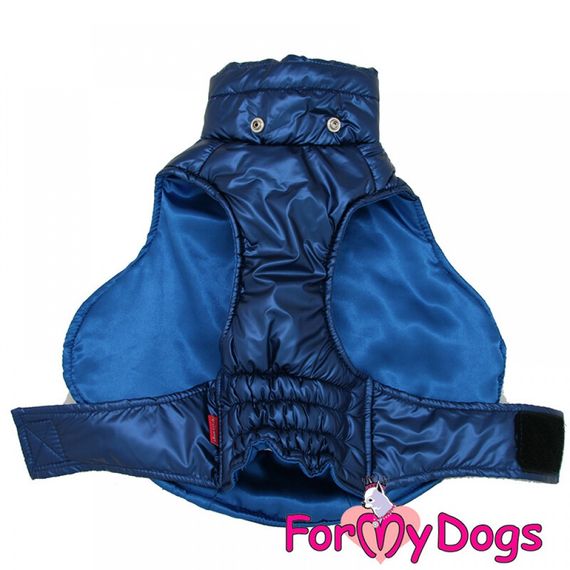 Теплая зимняя куртка-попона для собак For My Dogs"BLUE SILK"на шелковом подкладе, с капюшоном, синий | Зображення 1