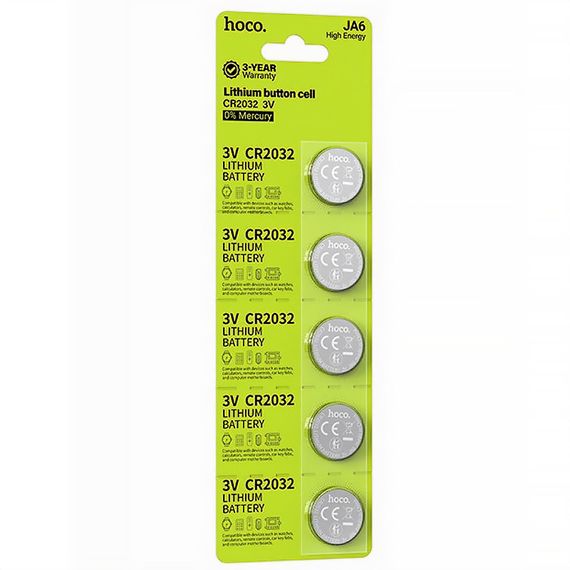 Батарейки Hoco JA6 (CR2032) Button 5 pcs Silver | Зображення 2