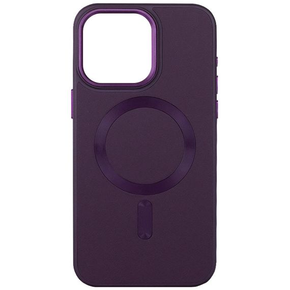 Кожаный чехол Bonbon Leather Metal Style with MagSafe для Apple iPhone 15 Plus (6.7") Фиолетовый / Dark Purple