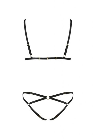 Комплект білизни із стреп-стрічками NICKY SET black S/M - Passion | Зображення 3