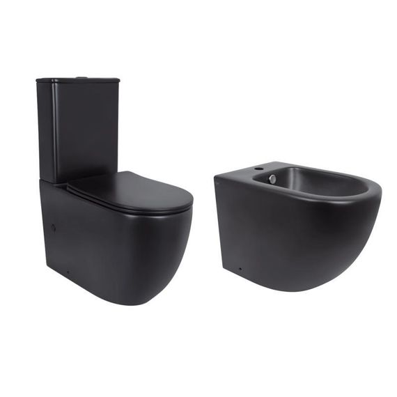 Акційний набір: Унітаз підлоговий Robin Ultra Quiet QT13226083AMB 660x360x855 Black + Біде підлогове Robin QT13442141CMB