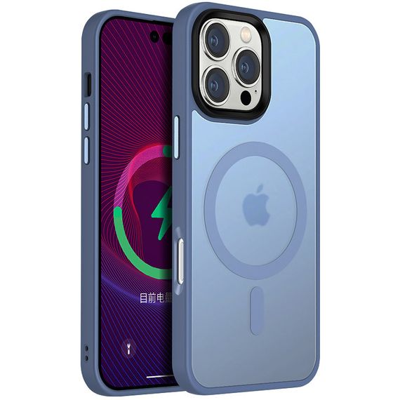 TPU+PC чохол Metal Buttons with MagSafe Colorful для Apple iPhone 16 Pro (6.3") Блакитний / Sierra Blue