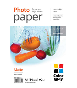 Папір А4 матовий 190г/м 50 шт ColorWay PM190050A4