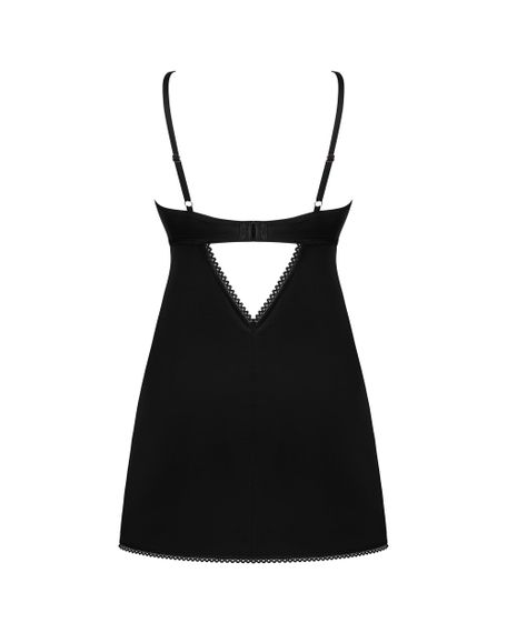 Сорочка та стринги Obsessive Rosenty chemise Чорно-малінова M/L | Зображення 5