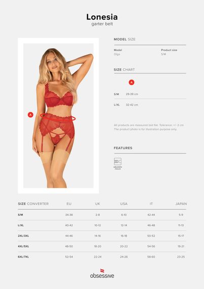 Пояс для панчох Obsessive Lonesia S/M | Зображення 6