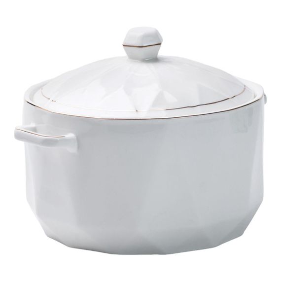 Супниця порцелянова з кришкою і ручками 2,2 л Біла HP1051 | Зображення 2