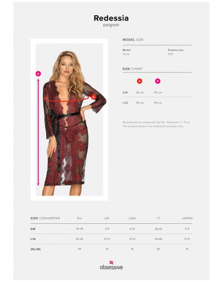 Мереживний пеньюар Obsessive Redessia peignoir S/M | Зображення 6