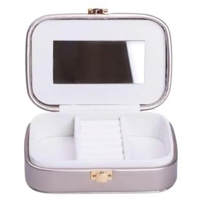 Скринька для прикрас з еко шкіри 15×10×5 см із дзеркалом органайзер для ювелірних виробів HP-5-33G