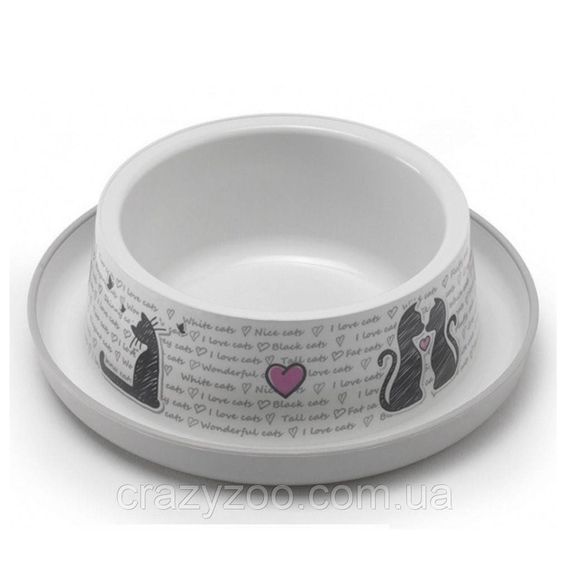 Миска для котів Moderna Trendy Dinner Cats in Love пластикова біла Ø 17x5.3 см 350 мл H131027CL