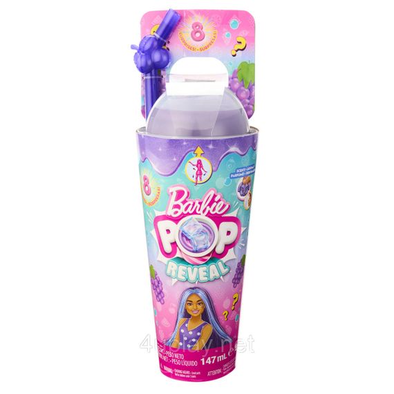 Набір Barbie Pop Reveal Fruit Series Grape Fizz Лялька Барбі Соковиті фрукти Виноградна содова, змінює колір | Зображення 1