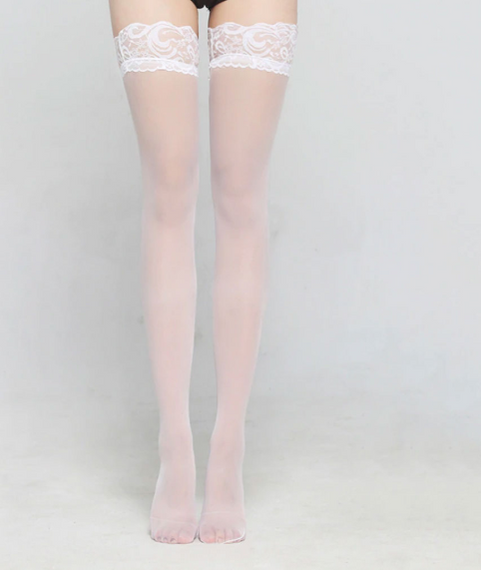 Класичні панчохи Lace Stockings, колір, білий M-XXL Sex Aura | Зображення 3