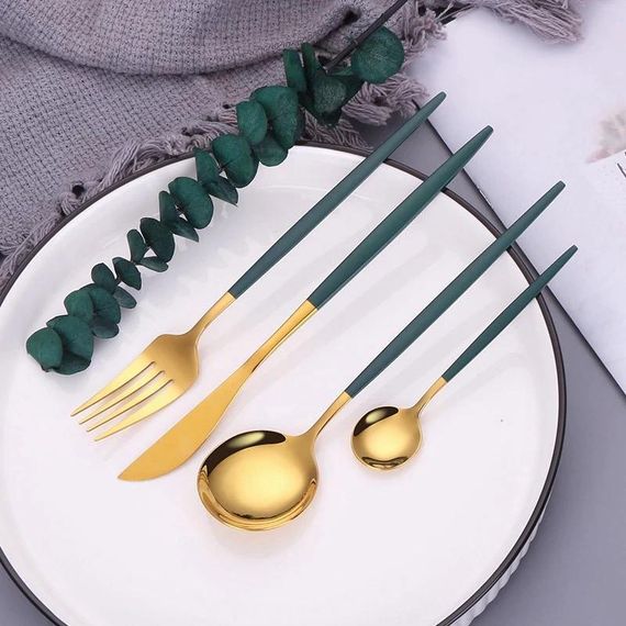 Набір столових приборів Kitchen зелений на 6 персон | Зображення 2