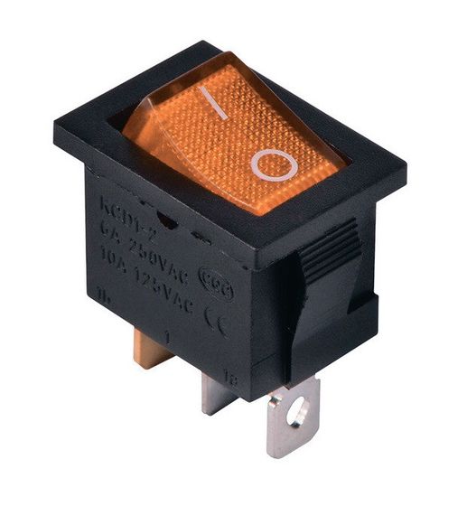 Перемикач KCD1-2-101N Y/B 220V 1 кнопка жовта з підсвічуванням Ny95500690