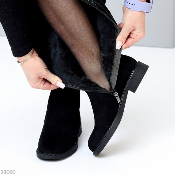 Повсякденні високі чорні замшеві чоботи єврозима низький хід | Зображення 5